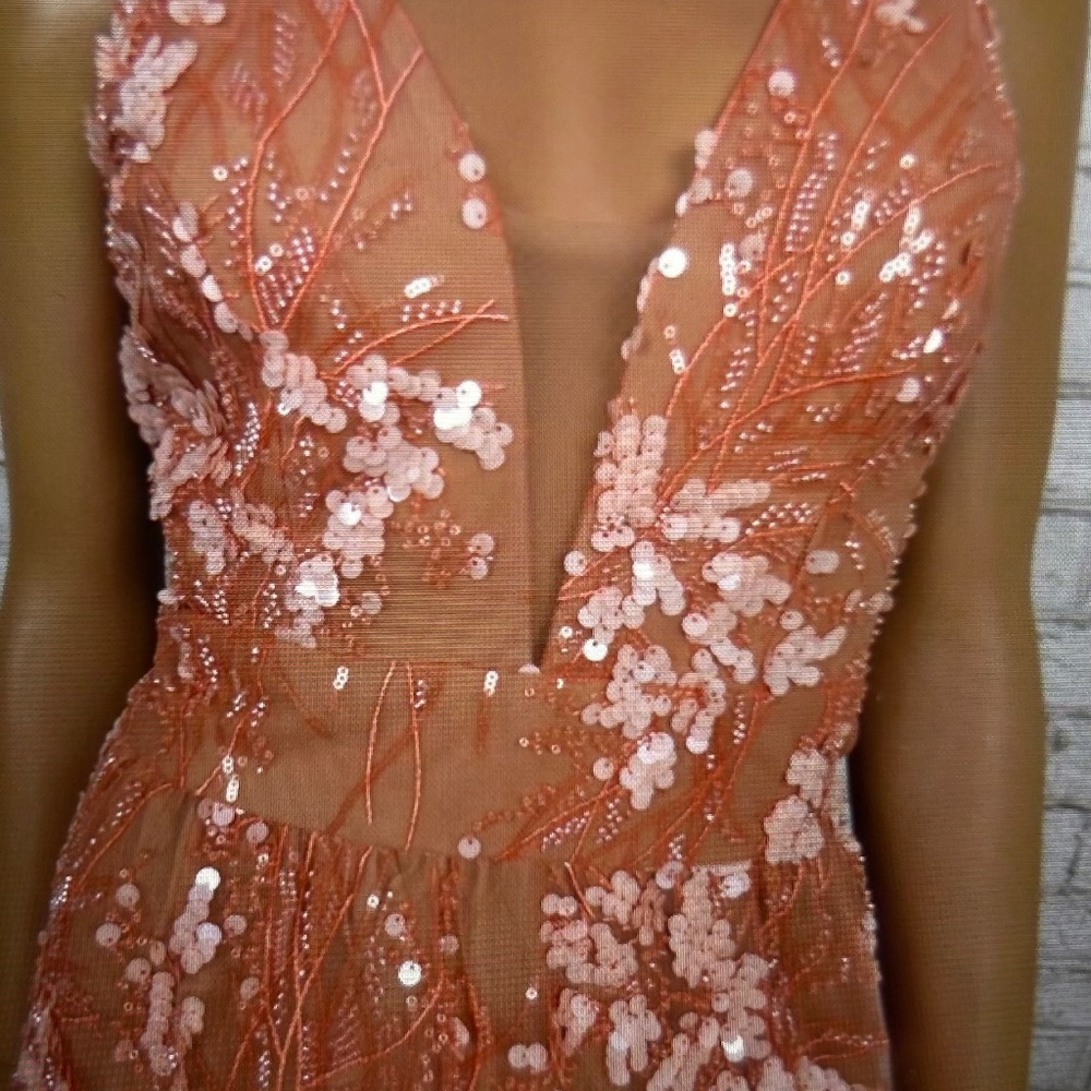 Dress the population black label. Brand new with tags. Coral beaded gown. Size s - Picture 4 of 7